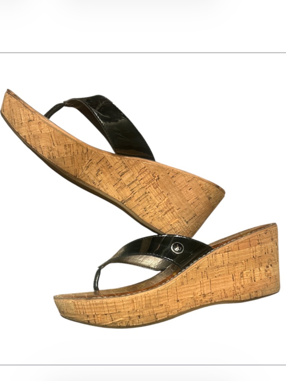 Sam Edelman Romy Metallic Bronze Platform Cork Wedge Thong Sandals Size 7 - Picture 4 of 6